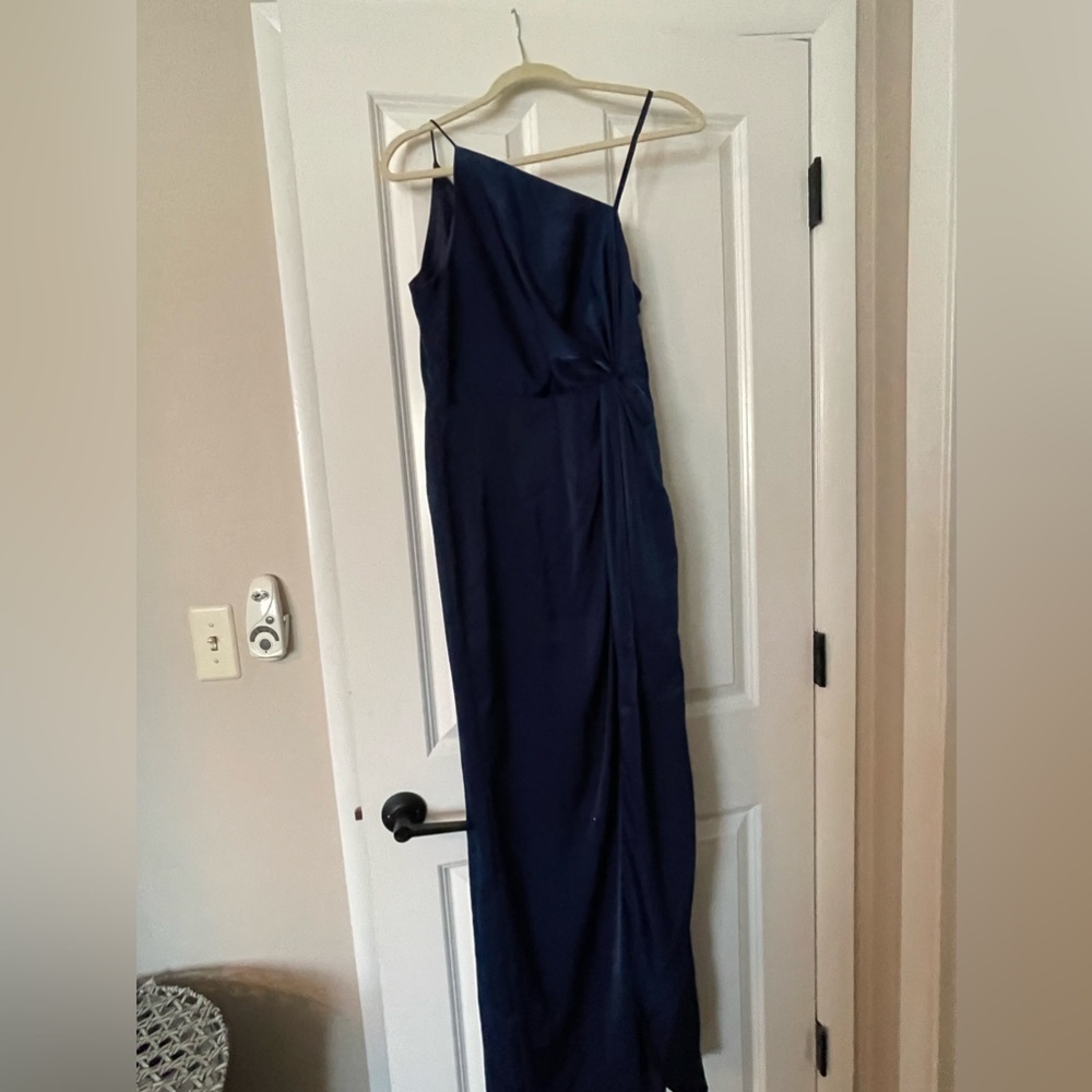 Aidan Mattox navy blue one shoulder dress, size 4